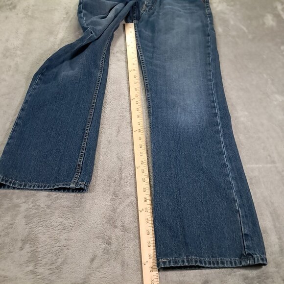 Levis 527 Jeans Mens 35x32, Tag 36x34 Boot Cut Whiskers Blue Denim Western - Picture 8 of 14